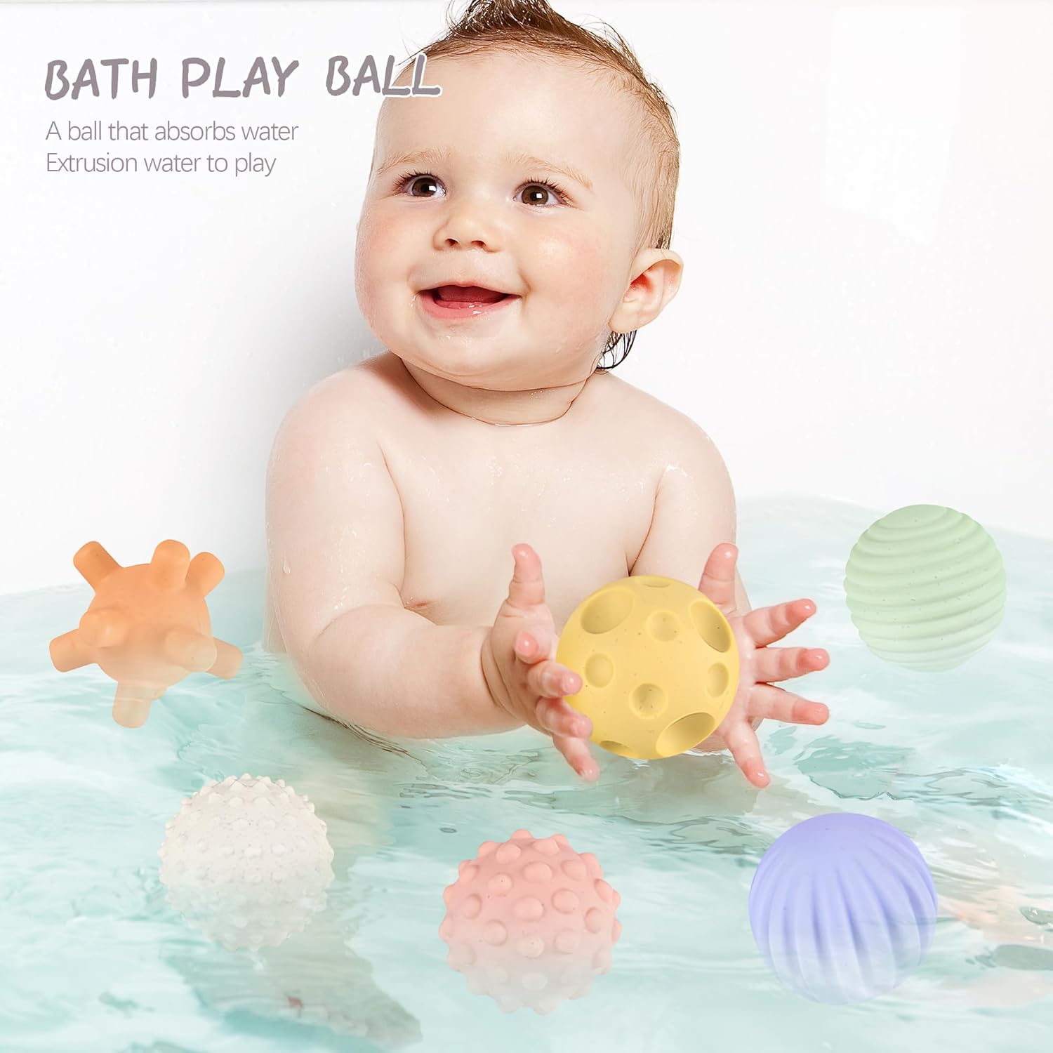 Bolas sensoriales para bebés, paquete de 6, pelota para niños pequeños de 1 a 3, juguetes Montessori suaves y texturizados para bebés de 6 a 12