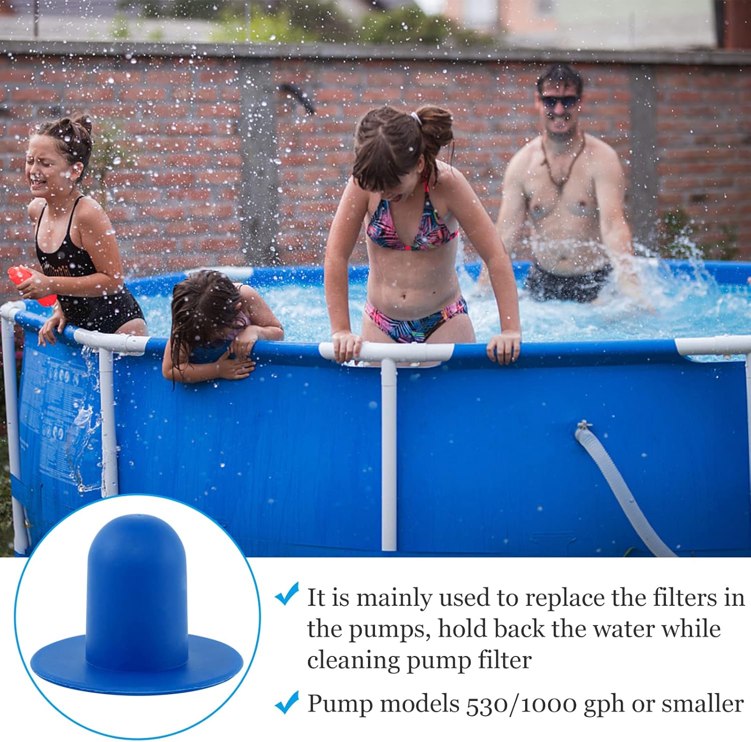 Tapones de piscina para piscina sobre el suelo, 6 tapones de tope de piscina, tapones de orificio de bomba de filtro de piscina, aptos para Intex