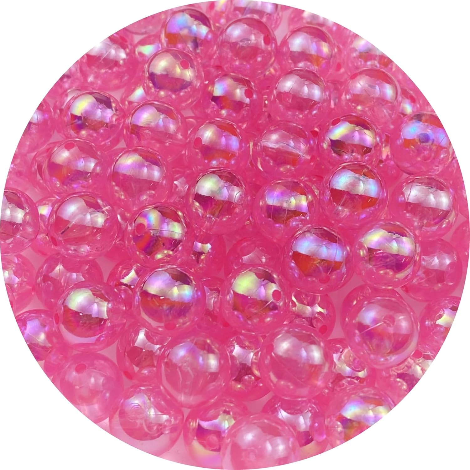 200 cuentas redondas acrílicas de 0.394 pulgadas de colores AB, cuentas espaciadoras redondas con agujeros para aretes, pulseras, collares,