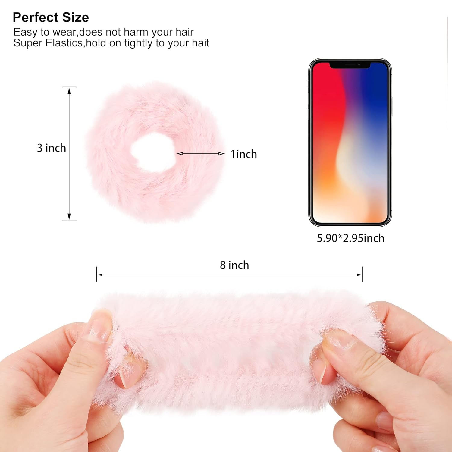 Coleteros peludos de color rosa para Halloween, Navidad, accesorios para el cabello, lazos para el pelo peludo para niñas, lindo kawaii de piel