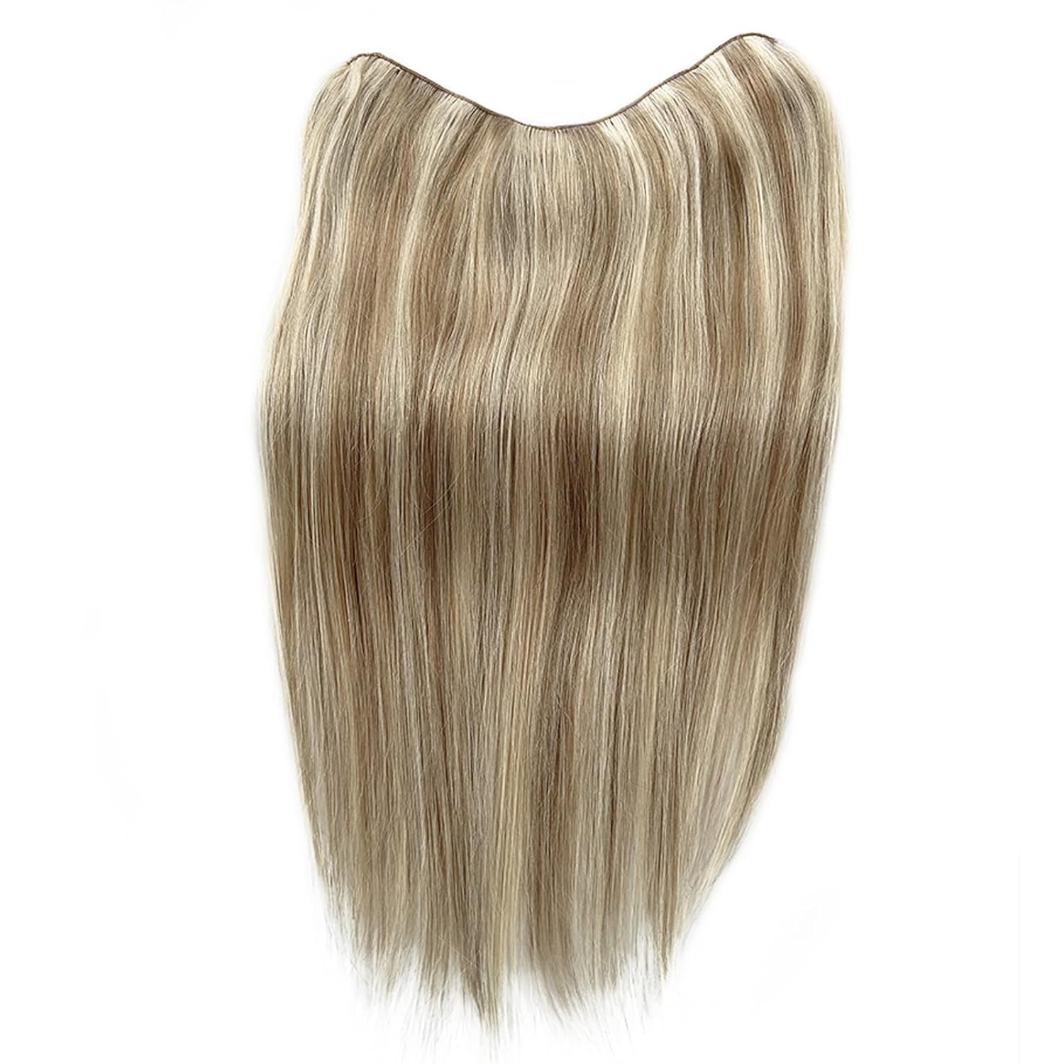 Extensiones de cabello humano real con clip, de una pieza, sin costuras, de color rubio beige a rubio platino, extensiones de cabello humano Remy de