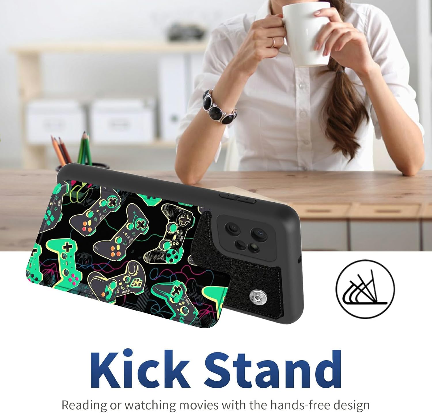 Funda para Moto G Power 2023 de 6.5 pulgadas, soporte para tarjetas de crédito, ranuras para tarjetas de crédito, cubierta y policarbonato duro, a