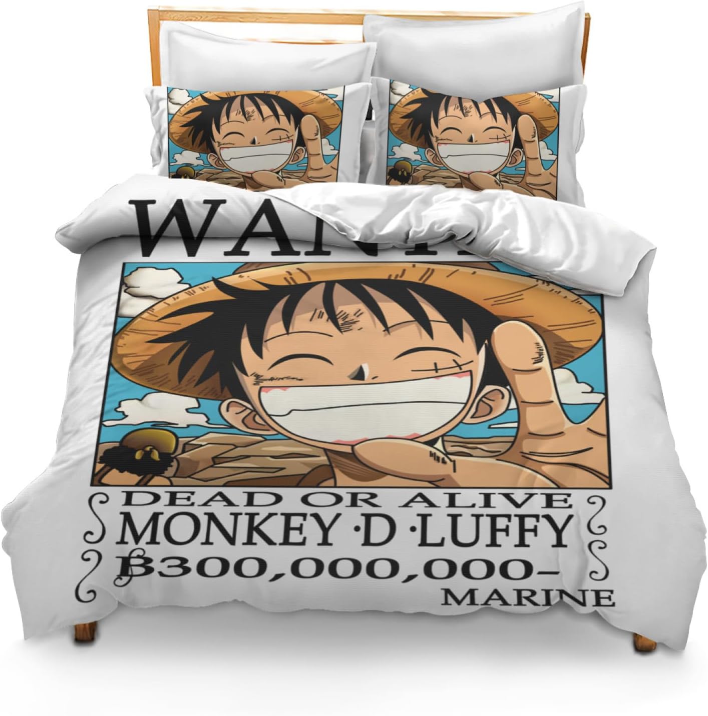 Juego de ropa de cama de 3 piezas para niños, juego de edredón de anime tamaño individual y Queen de 90 x 90 pulgadas, divertido y lindo juego de