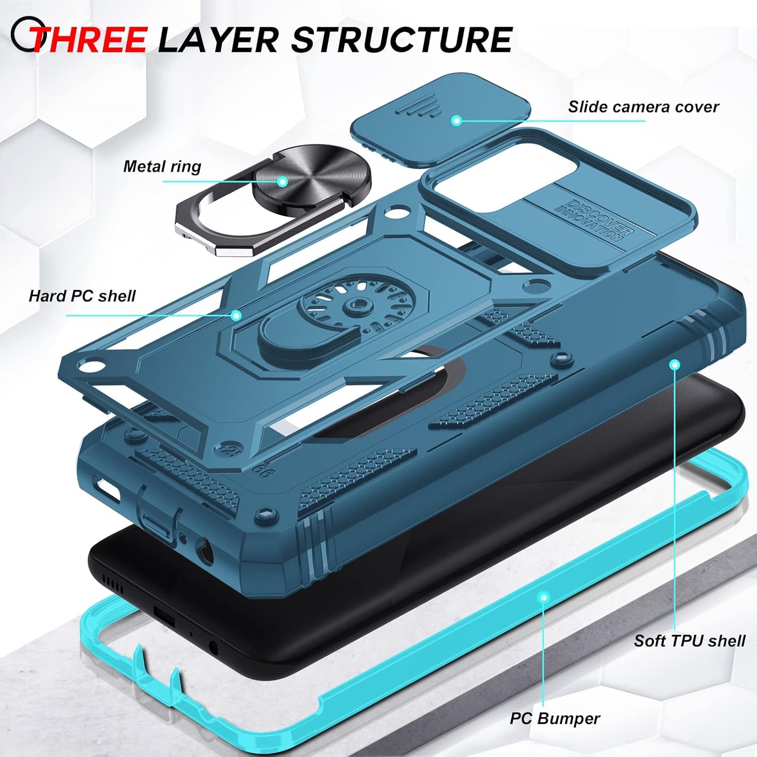 LeYi Funda para teléfono Samsung A02S funda para teléfono A02S con cubierta deslizante para cámara + 2 paquetes protector de pantalla, funda de