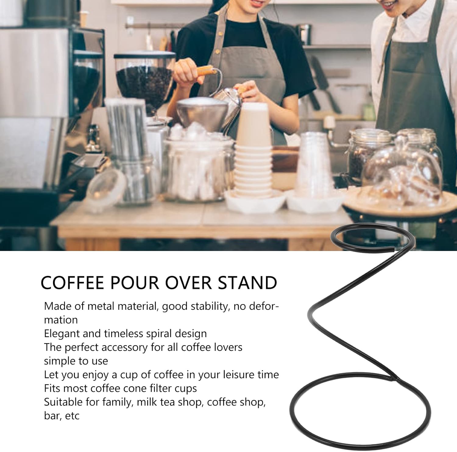 Soporte de café para verter sobre el café, soporte portátil para filtro de café, estación de café estable, soporte de gotero con diseño en espiral,