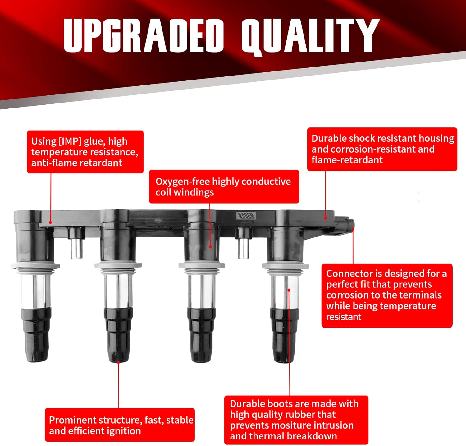 Paquete de bobinas de encendido UF850 25186686 compatible con Buick Chevy Cruze (J300, J305, J308) Sonic Trax Aveo Kalos (T250, T255) Orlando 1.4L
