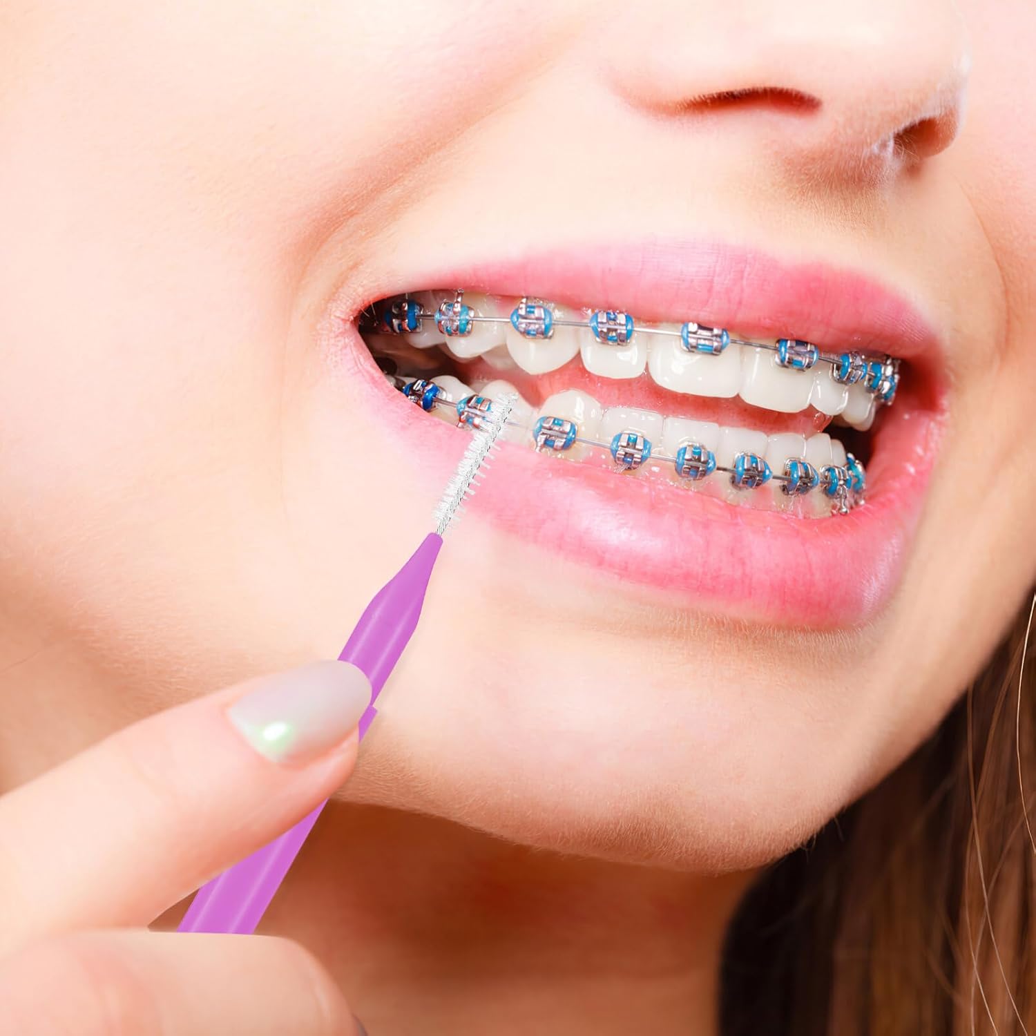 LALAFINA 100 piezas limpiador interdental cepillo limpiador de dientes, llaves limpiadoras para aparatos ortopédicos, cepillo limpiador de cepillos