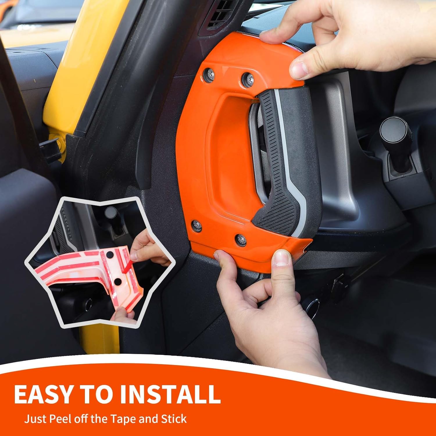 Cubierta para manija lateral de consola central compatible con accesorios interiores Ford Bronco 2021-2023, naranja
