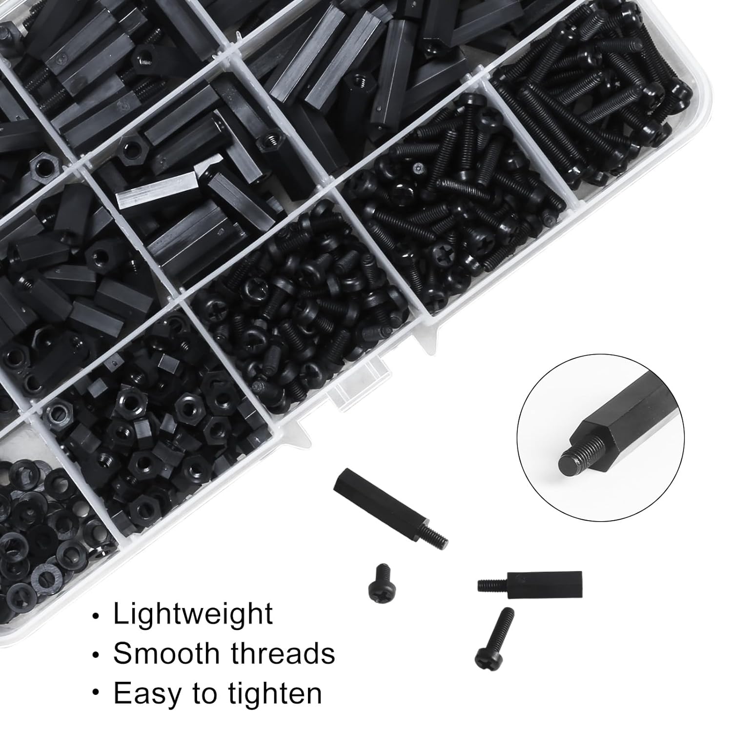 600 piezas M3 macho hembra de nailon hexagonal, separadores de tornillos, tuercas y tornillos, kit surtido de tornillos, pilar roscado para placa de