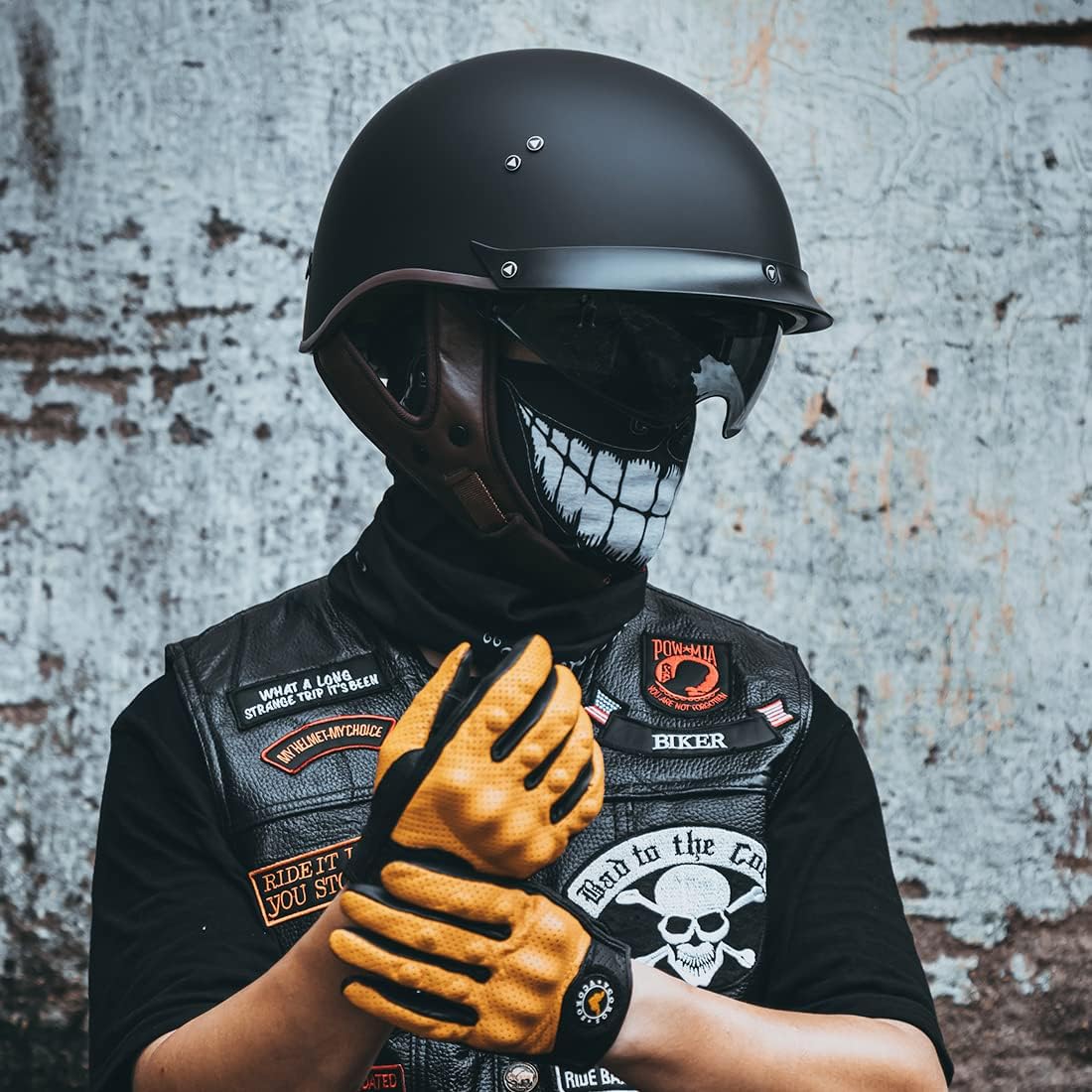 VCOROS F-07 – Casco de media cara para motocicleta, visera solar, hebilla de liberación rápida, aprobado por DOT, cascos para adultos para hombres y