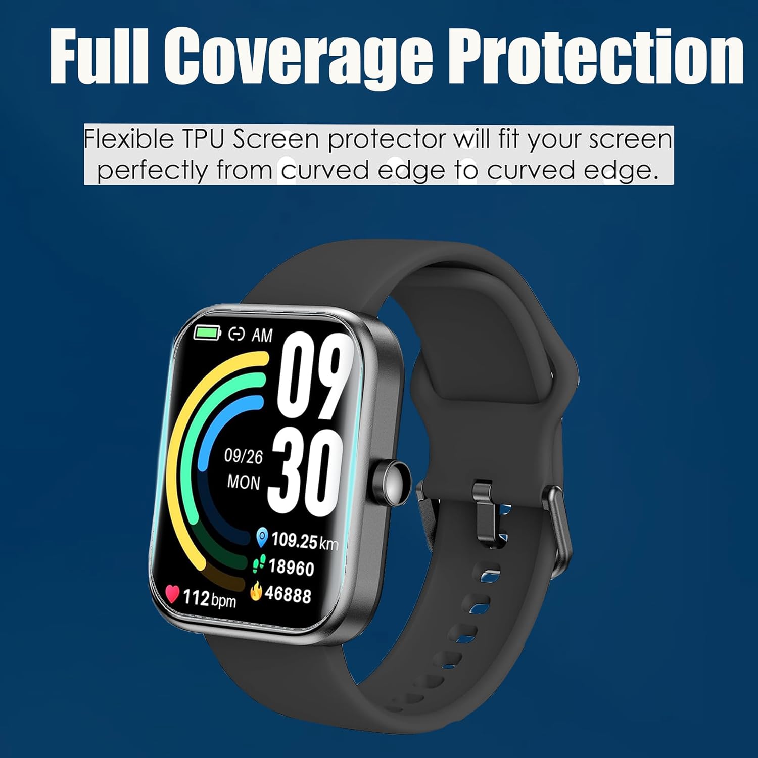 Protector de pantalla compatible con TOZO S3 Smart Watch, 6 unidades Película transparente de TPU de cobertura completa compatible con TOZO S3 Smart
