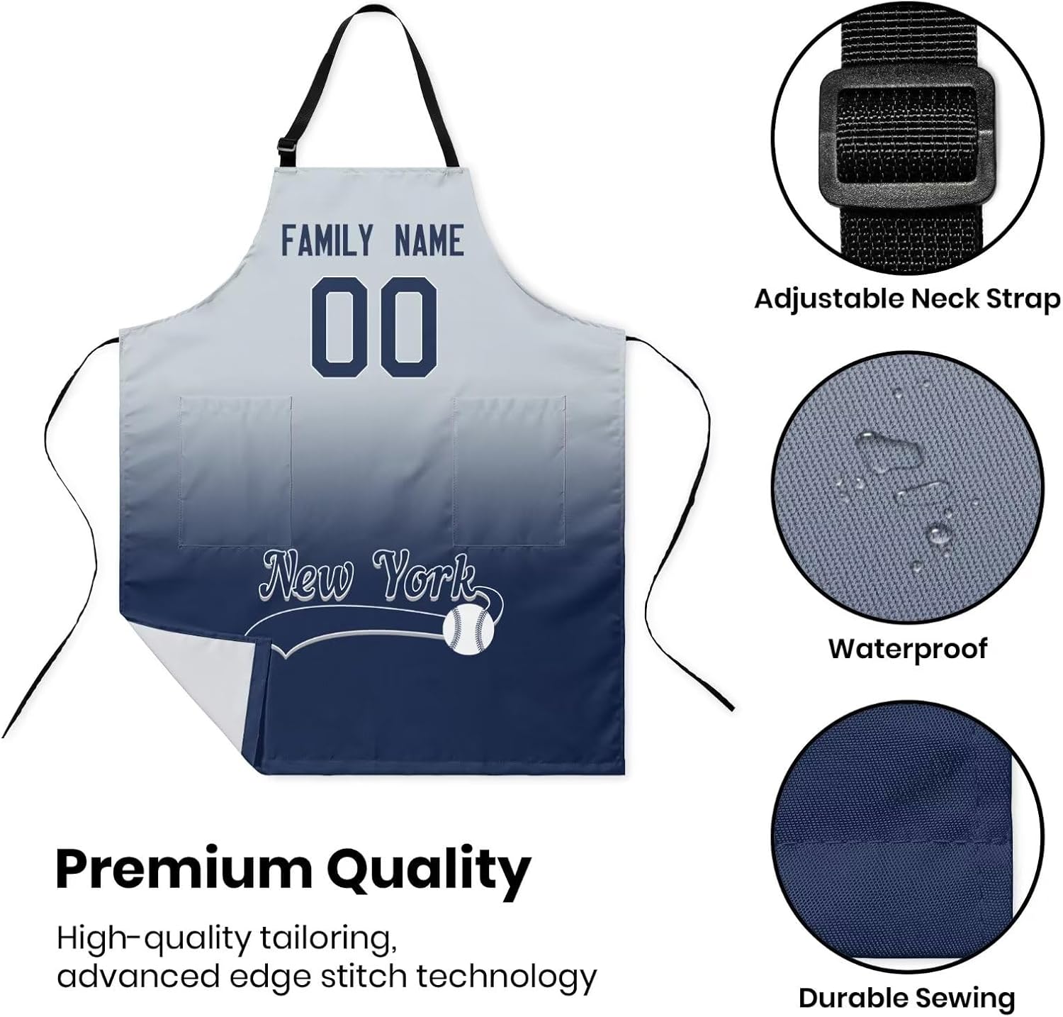Delantal personalizado con nombres y números personalizados, regalo para mamá y esposa, fanáticos, mujeres, cocina de cocina
