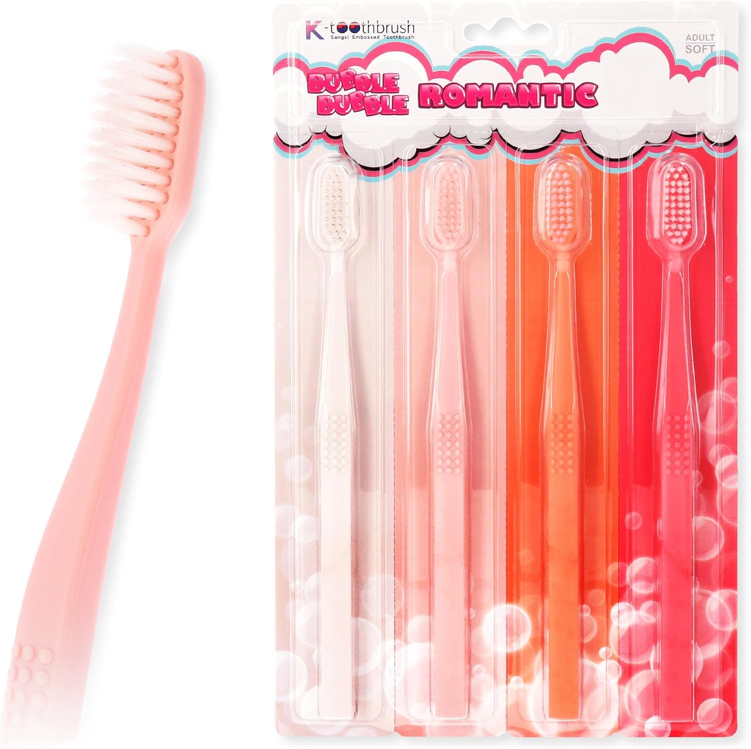 SANGSI – Cepillo de dientes de cerdas en relieve, cepillos de dientes suaves para adultos, cuidado de dientes y encías sensibles, esenciales de