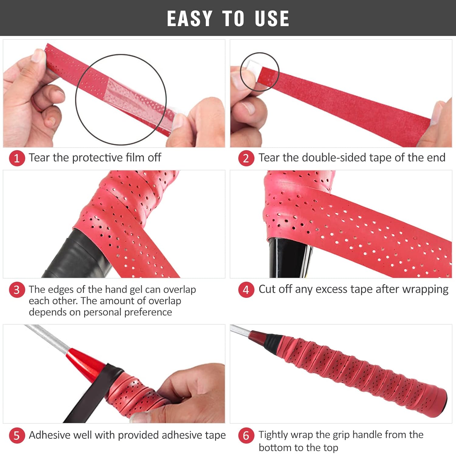 HUIOP Cinta de raqueta, agarre de tenis, 5 piezas de cinta de agarre de raqueta súper absorbente de bádminton EVA overgrip agarre de tenis que