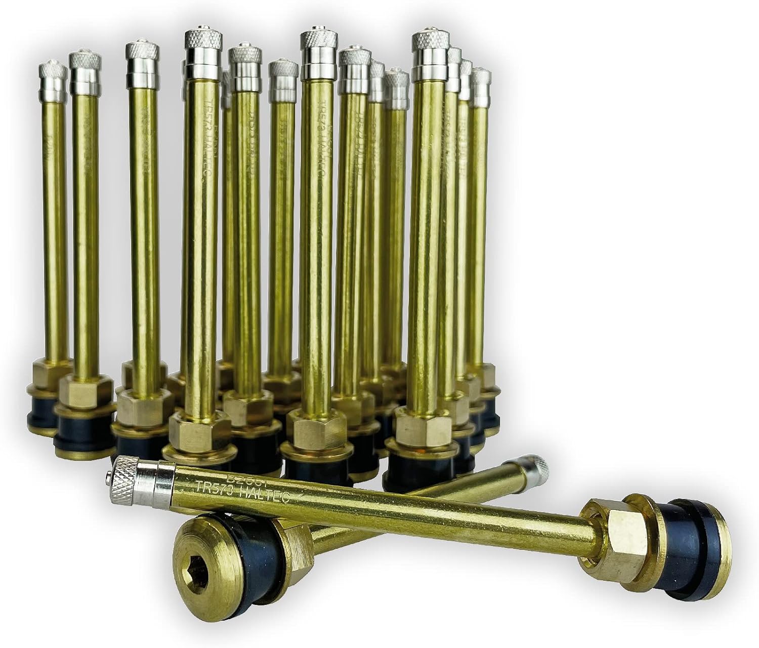 Haltec Twenty Five TR573A – Vástagos rectos de válvula de latón para camiones y autobuses de 4 38 pulgadas para ruedas de 22.5 y 24.5 con orificios