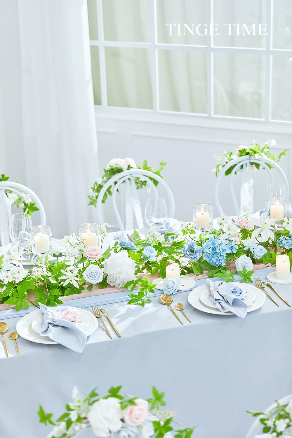 TINGE TIME Guirnalda de flores de 6 pies, guirnaldas para decoración con flores con tarjeta perfumada, ambientador, rosas artificiales para boda,