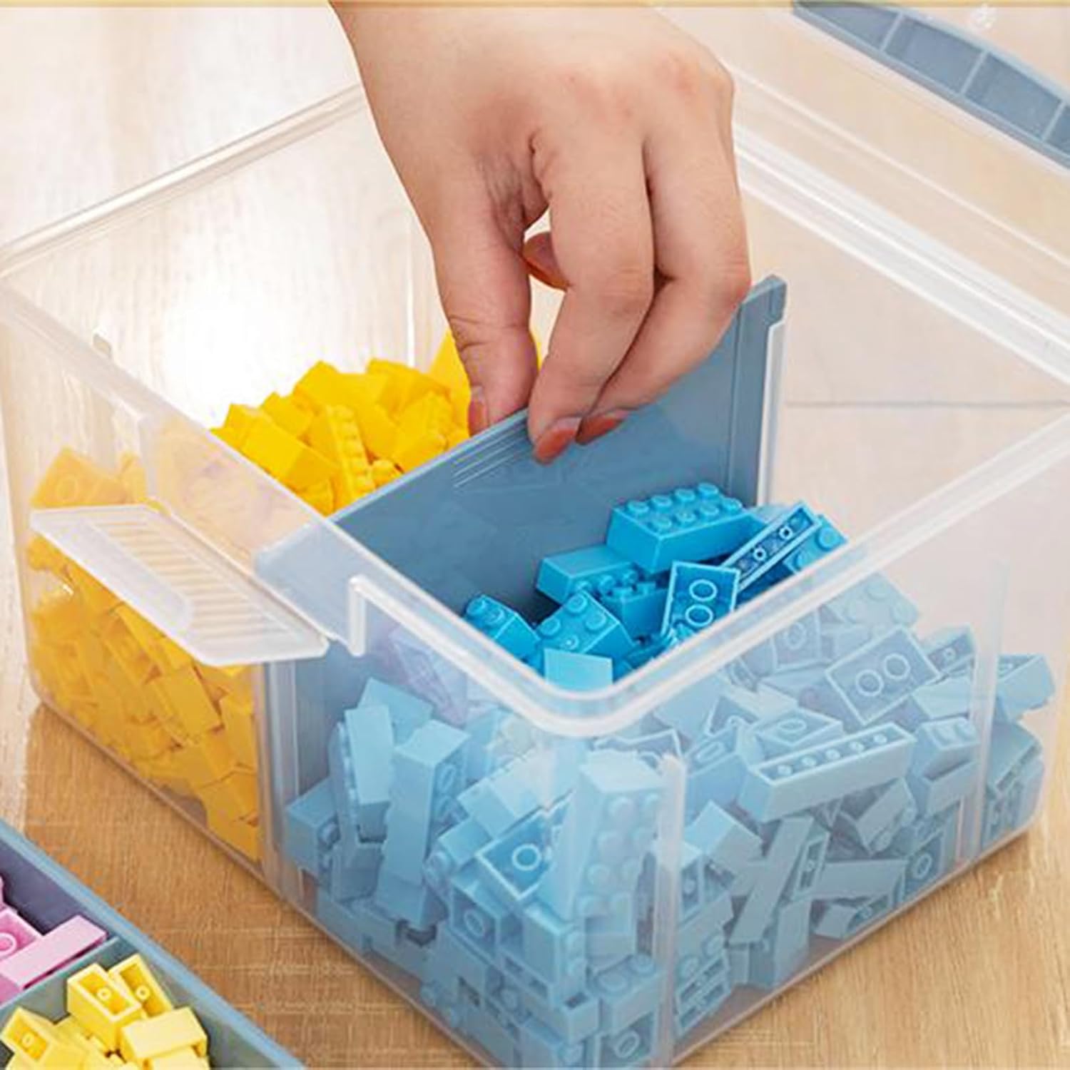 Clear Craft – Caja de almacenamiento apilable con bandeja de almacenamiento, contenedor de almacenamiento multiusos de plástico para almacenar