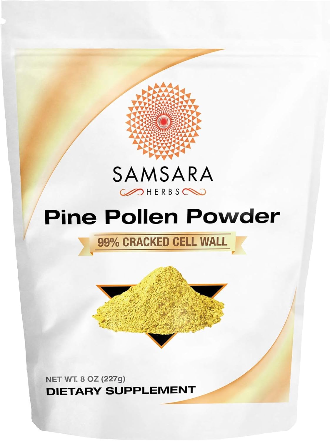 Samsara Herbs Polvo de polen de pino cosechado silvestre – 99% de pared celular agrietada (8 oz227 g) que apoya la energía saludable y la longevidad