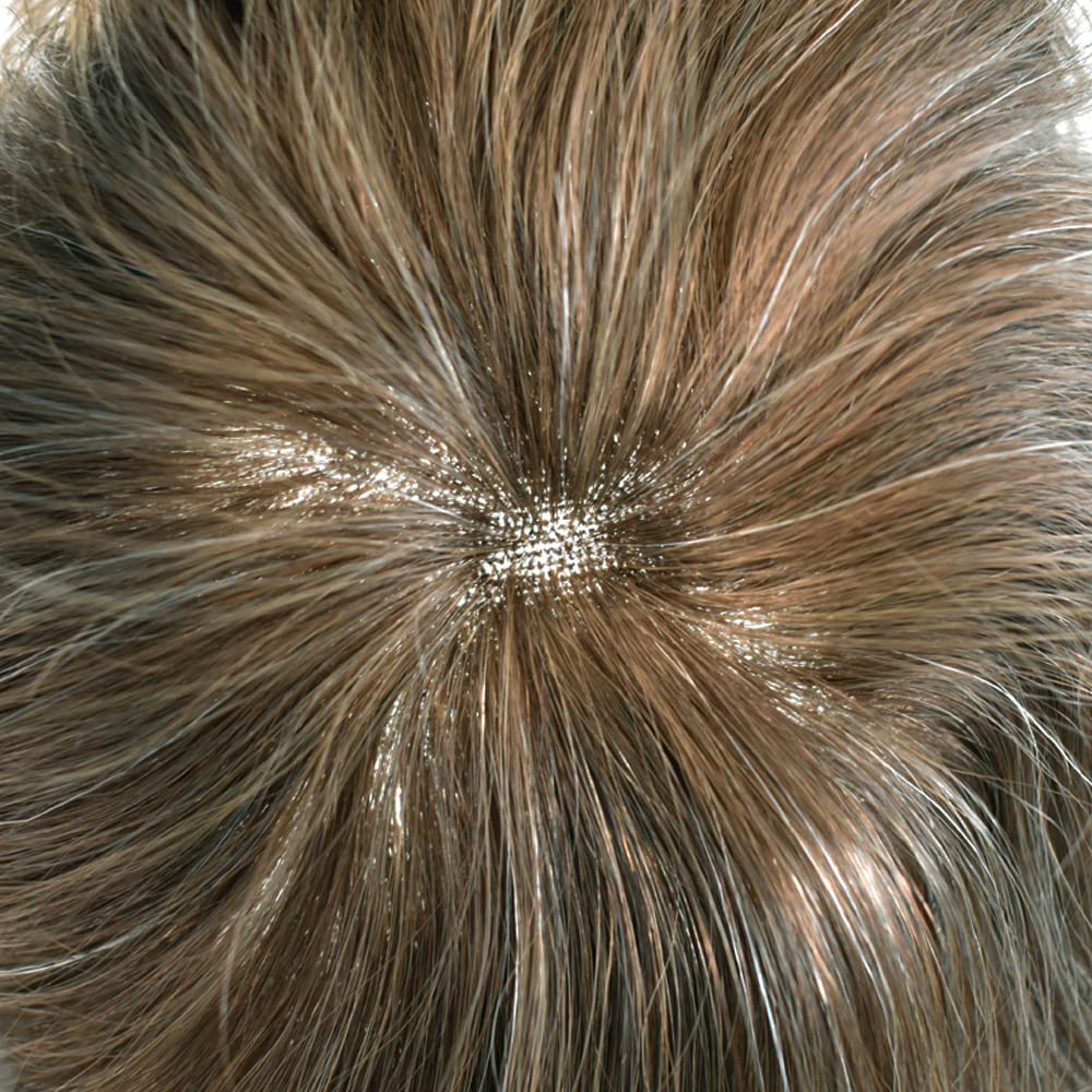 Pieza de pelo tipo tupé para hombres, encaje suizo suave, cabello humano real, tupé para hombres, unidades de cabello con nudo blanqueado, sistema