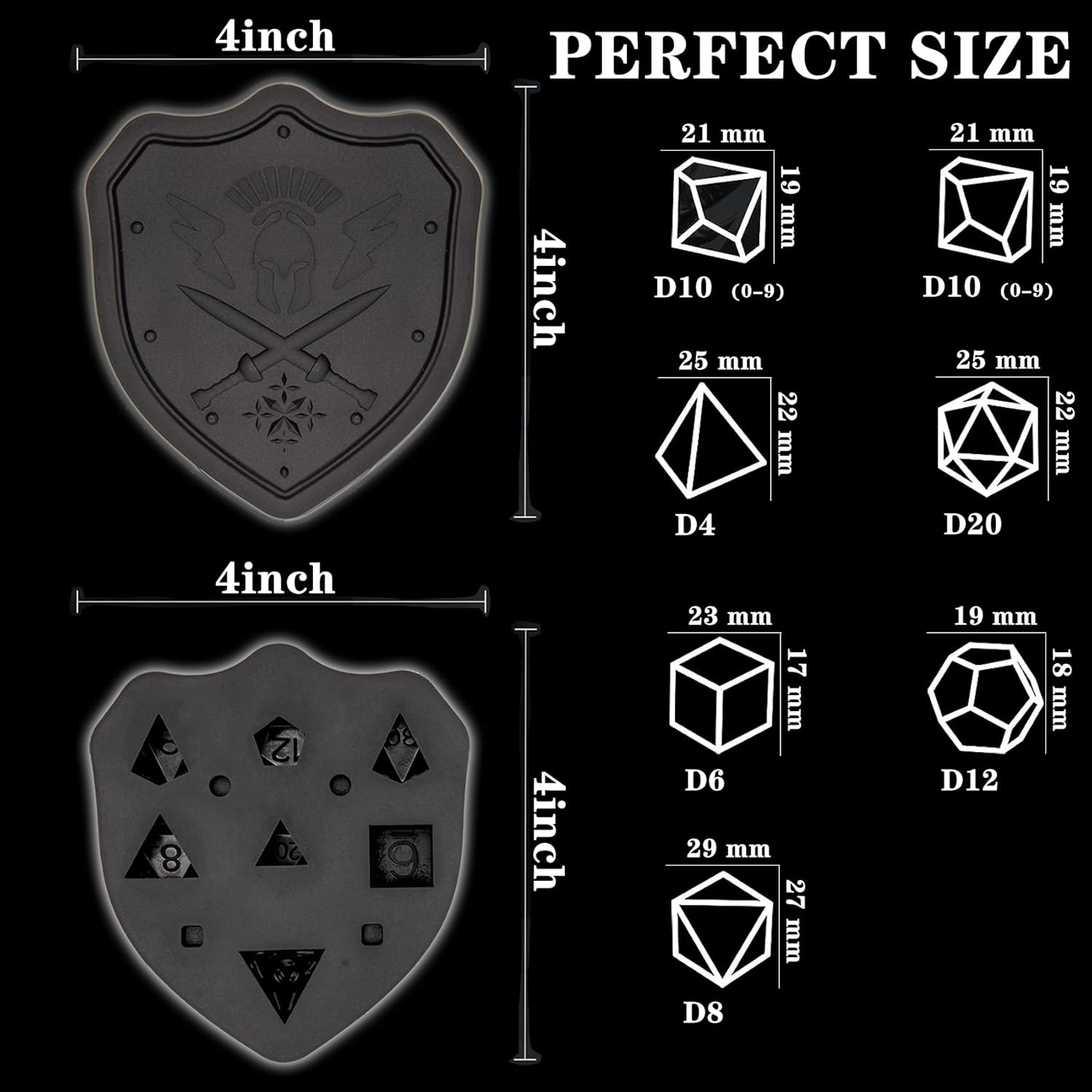 Migugaga DND – Molde de dados para fundición de resina, moldes de dados de silicona D&D de borde afilado con kit de 36 piezas de fabricación de