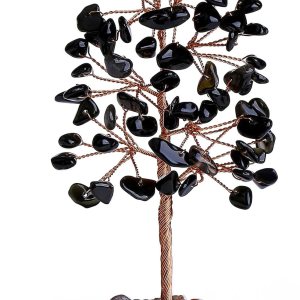 QINJIEJIE Decoración de árbol de cristal curativo de obsidiana negra, 2-2.5 pulgadas, 3.9-4.7 pulgadas, 1 pieza QINJIEJIE Decoración de árbol de cristal curativo de obsidiana negra, 2-2.5 pulgadas, 3.9-4.7 pulgadas, 1 pieza