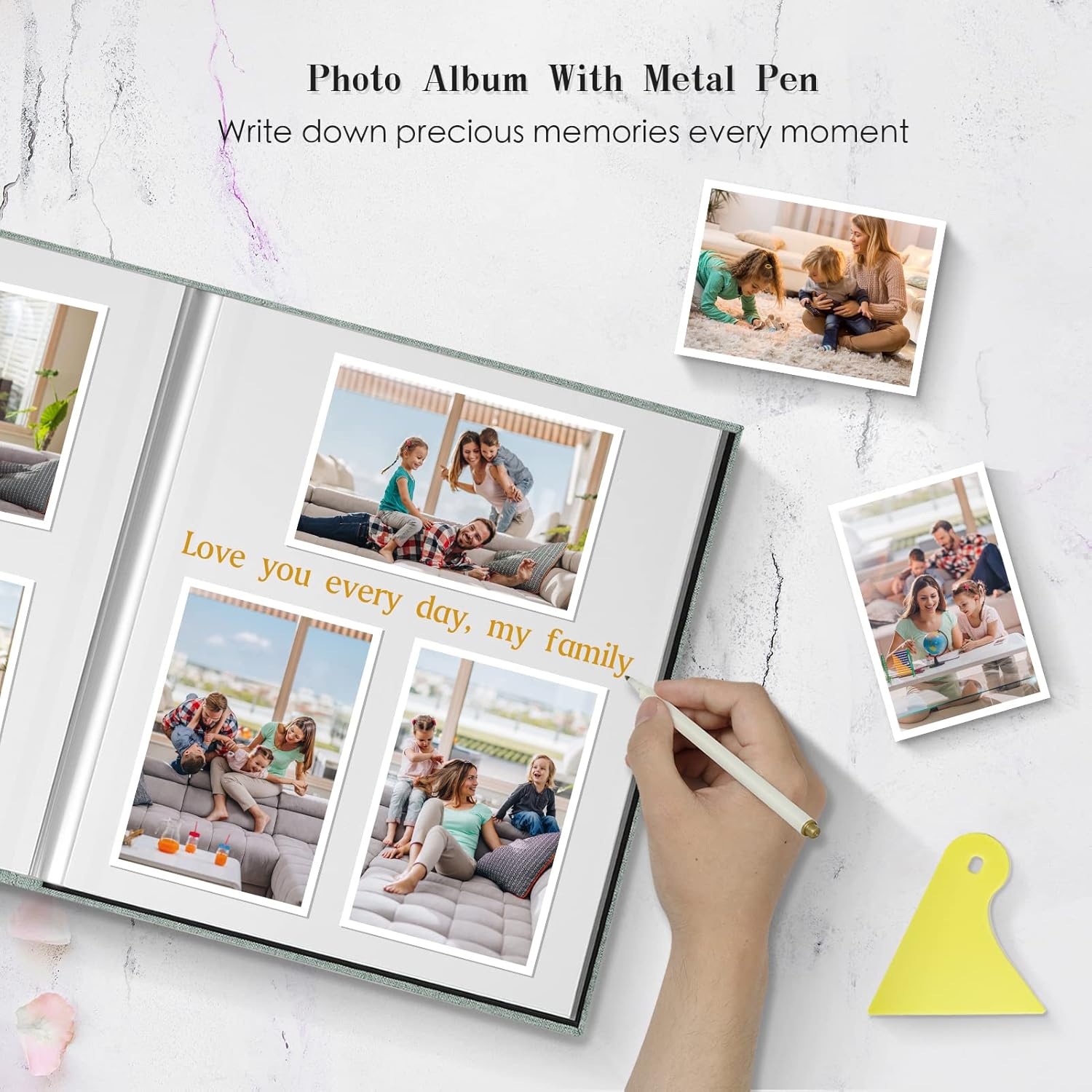 Spbapr Álbum de fotos grande autoadhesivo magnético, álbum de recortes para fotos de 4 x 6, 5 x 7, 8 x 10, 40 páginas, cubierta de lino, libro de