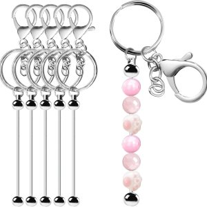 6 barras de llavero con cuentas, llavero de cuentas de metal, barras de llavero extraíbles para manualidades, barras de llavero en blanco, 6 barras de llavero con cuentas, llavero de cuentas de metal, barras de llavero extraíbles para manualidades, barras de llavero en blanco,