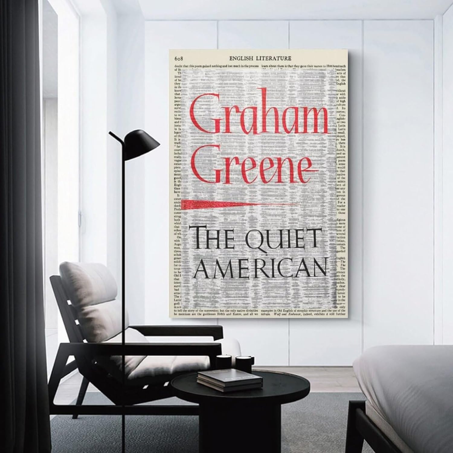 Portada de libro “The Quiet American” Graham Greene – Impresión artística de literatura estadounidense, regalo de literatura literaria, arte de
