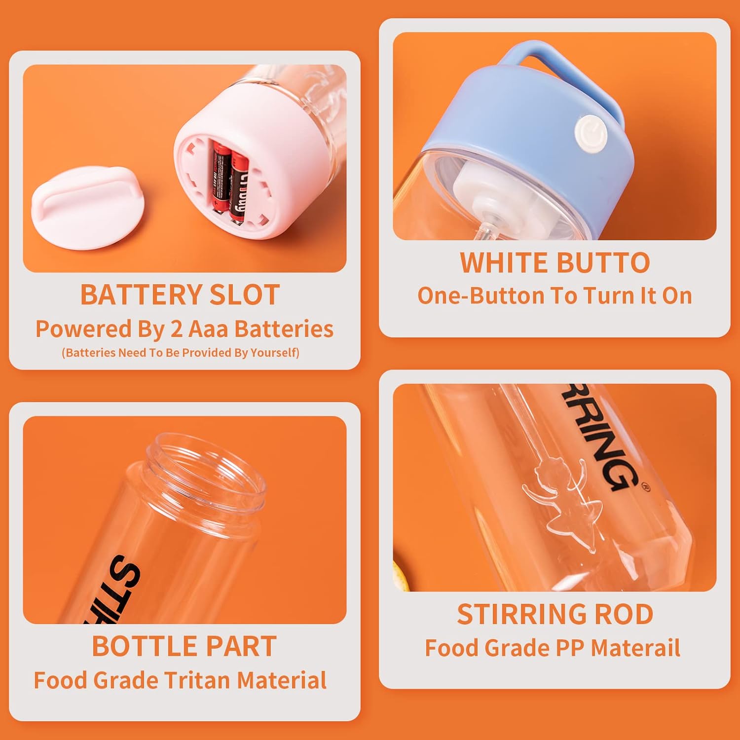 Botella mezcladora eléctrica de proteínas, sin BPA y a prueba de fugas, taza autoagitadora, taza de mezcla automática eléctrica para oficina,