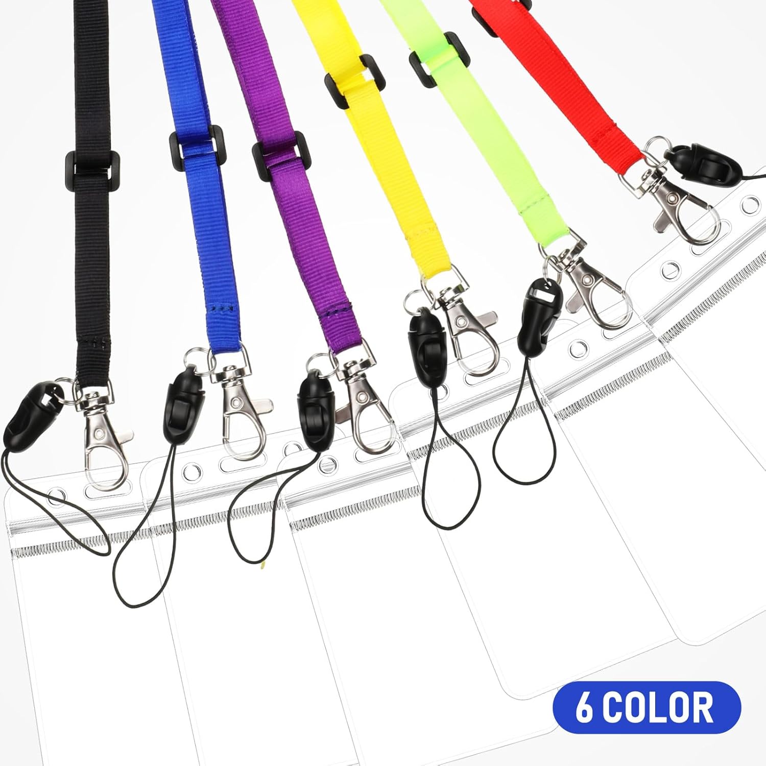 Seajan Juego de 24 cordones ajustables para crucero con soporte para tarjetas de identificación impermeable, coloridos cordones transparentes para