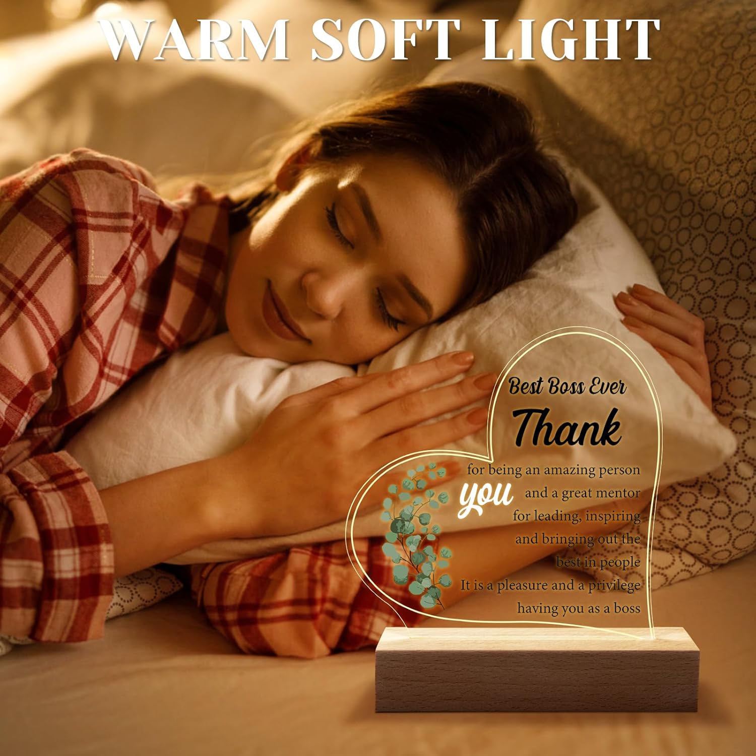 Regalos de jefe para mujeres y hombres, luz nocturna acrílica, regalos de despedida para jefe, regalos de agradecimiento de Navidad para jefe,