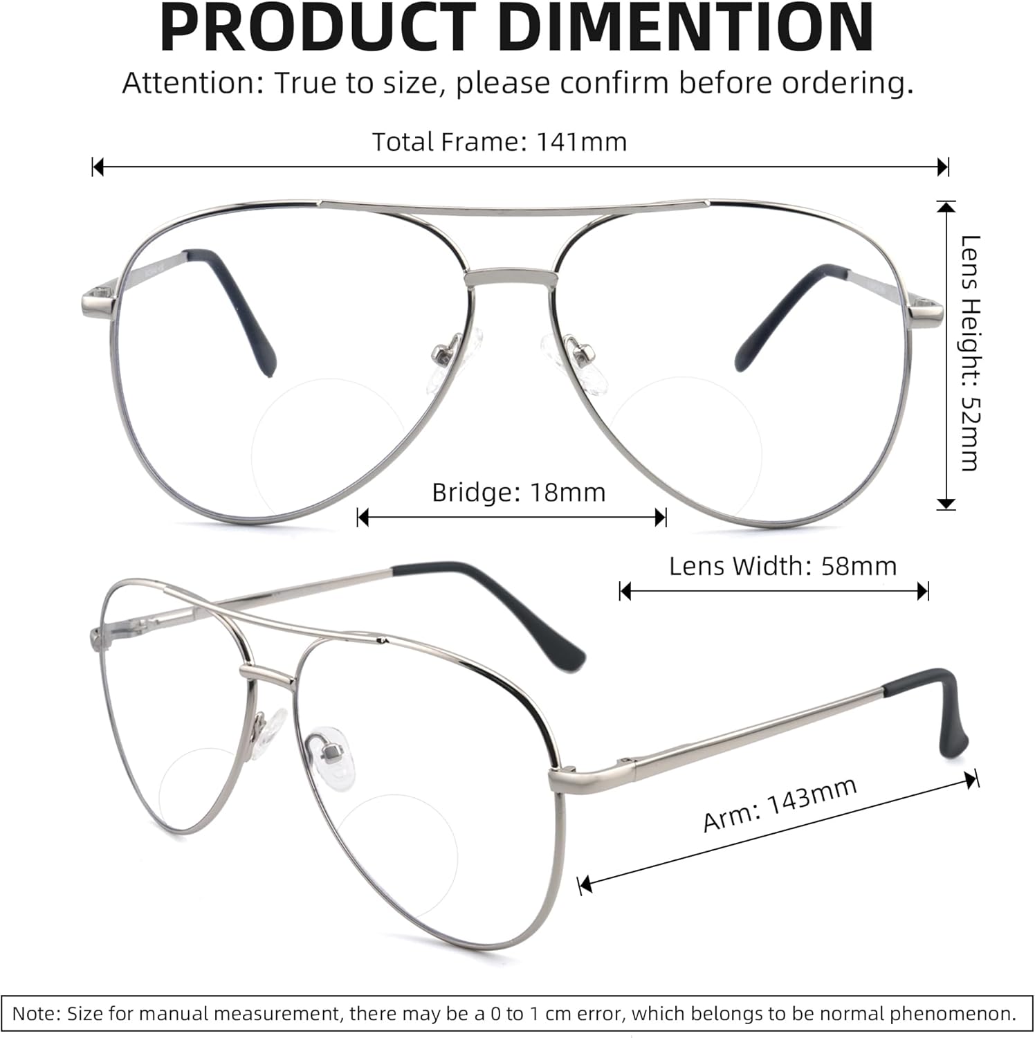 Paquete de 3 lentes de lectura bifocales para mujeres y hombres, lentes de lectura bifocales de aviador, lentes de lectura bifocales + 2.0