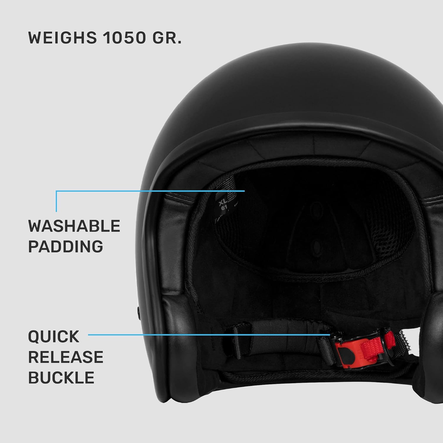 Westt Casco abierto  Scooter Retro Vintage para hombres y mujeres  Casco de motocicleta 34 para ciclomotor, ATV, Cruiser, Café, certificado por DOT,