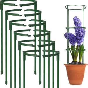 Paquete de 12 estacas de soporte para plantas semicirculares, soporte apilable de 3 niveles para flores de jardÃn, estacas para plantas de interior Paquete de 12 estacas de soporte para plantas semicirculares, soporte apilable de 3 niveles para flores de jardÃn, estacas para plantas de interior