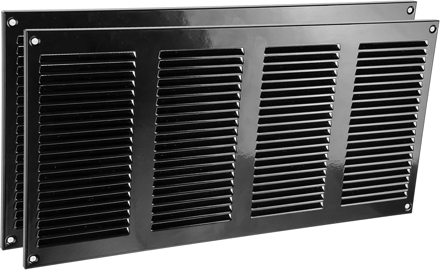 Vent Systems Cubierta de ventilación de aire negra de 16 x 8 pulgadas, parrilla de retorno de aire de metal con pantalla de protección contra plagas