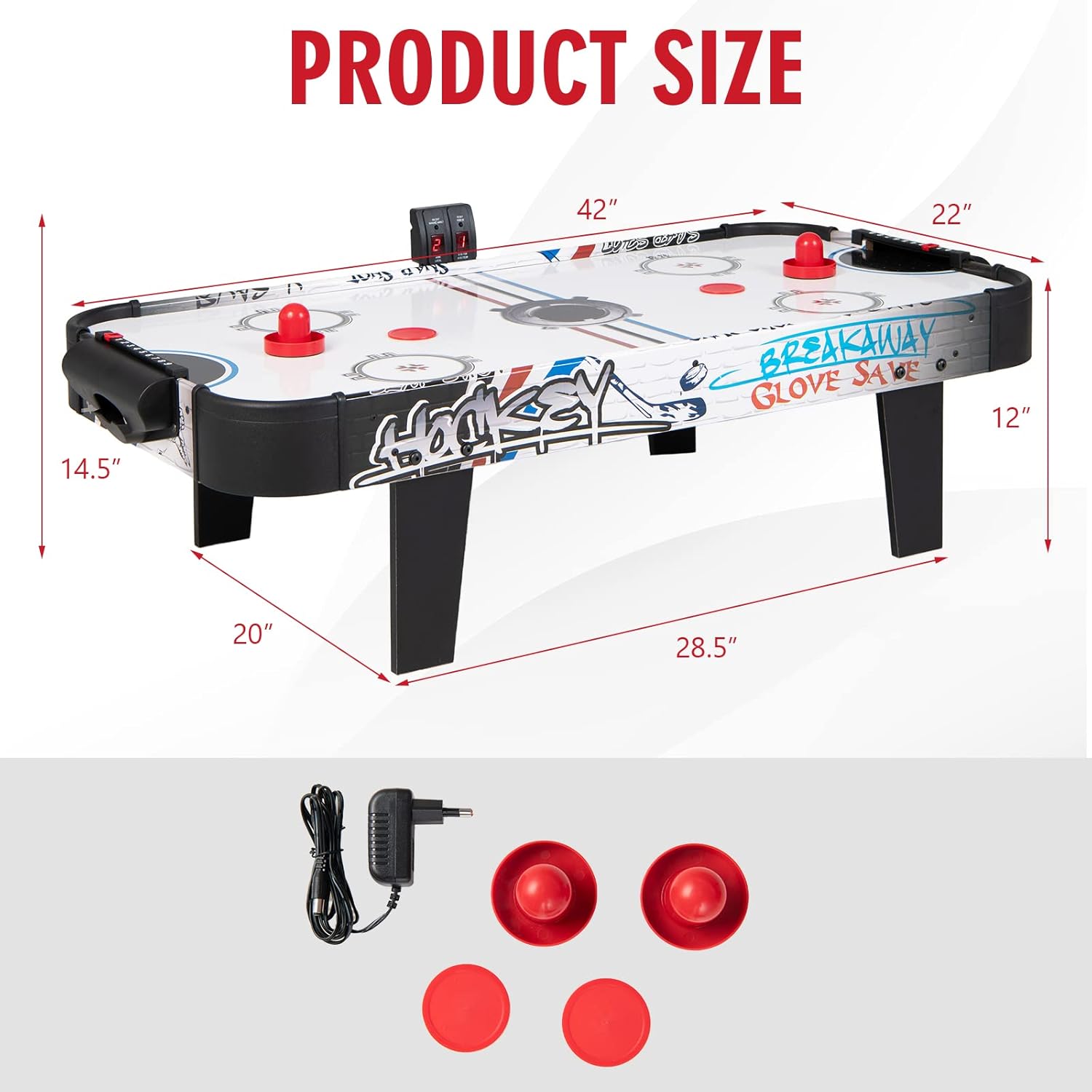 Giantex Mesa de hockey de aire de 42 pulgadas, con 2 discos, 2 huelgas, puntuación electrónica LED, potente motor de 12 V, portátil, juego de hockey