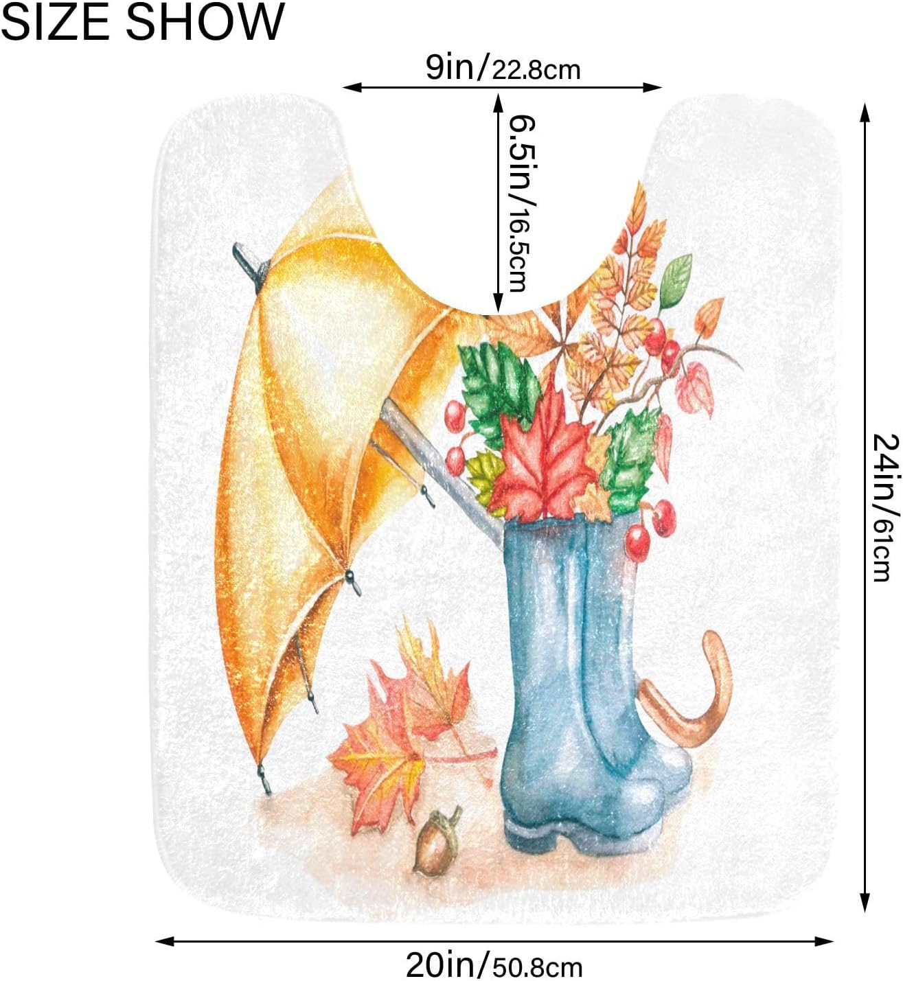 Bathroom Rugs Sets 2 Piece 24×16+24×20 Inch,Soft U-Shaped Contour Toilet Rug Umbrella Boots Maple Leaves Non-Slip Absorbent Bath Floor Mat Carpet