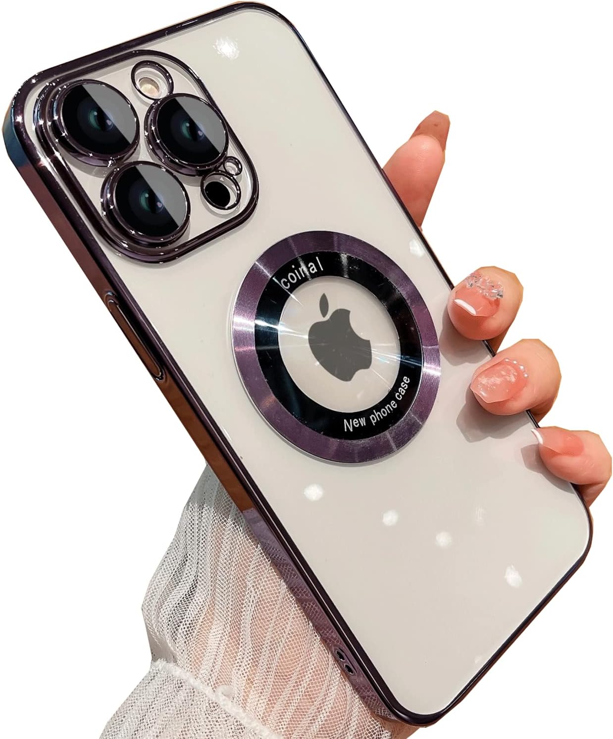 Funda para iPhone 14 Pro Max, magnética compatible con MagSafe, protector de cámara de lente de vidrio, carcasa rígida de lujo para iPhone 14 Pro