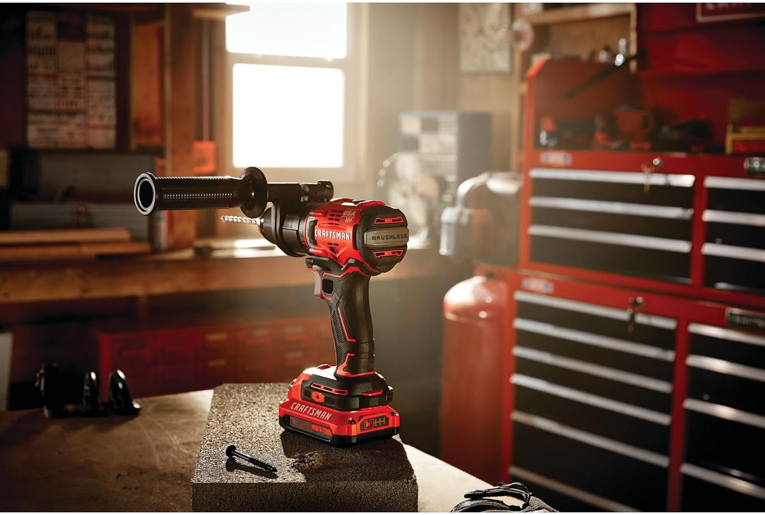 CRAFTSMAN V20 Kit de taladro de martillo, inalámbrico, 12 pulgada, 2 baterías y cargador incluidos (CMCD721D2)