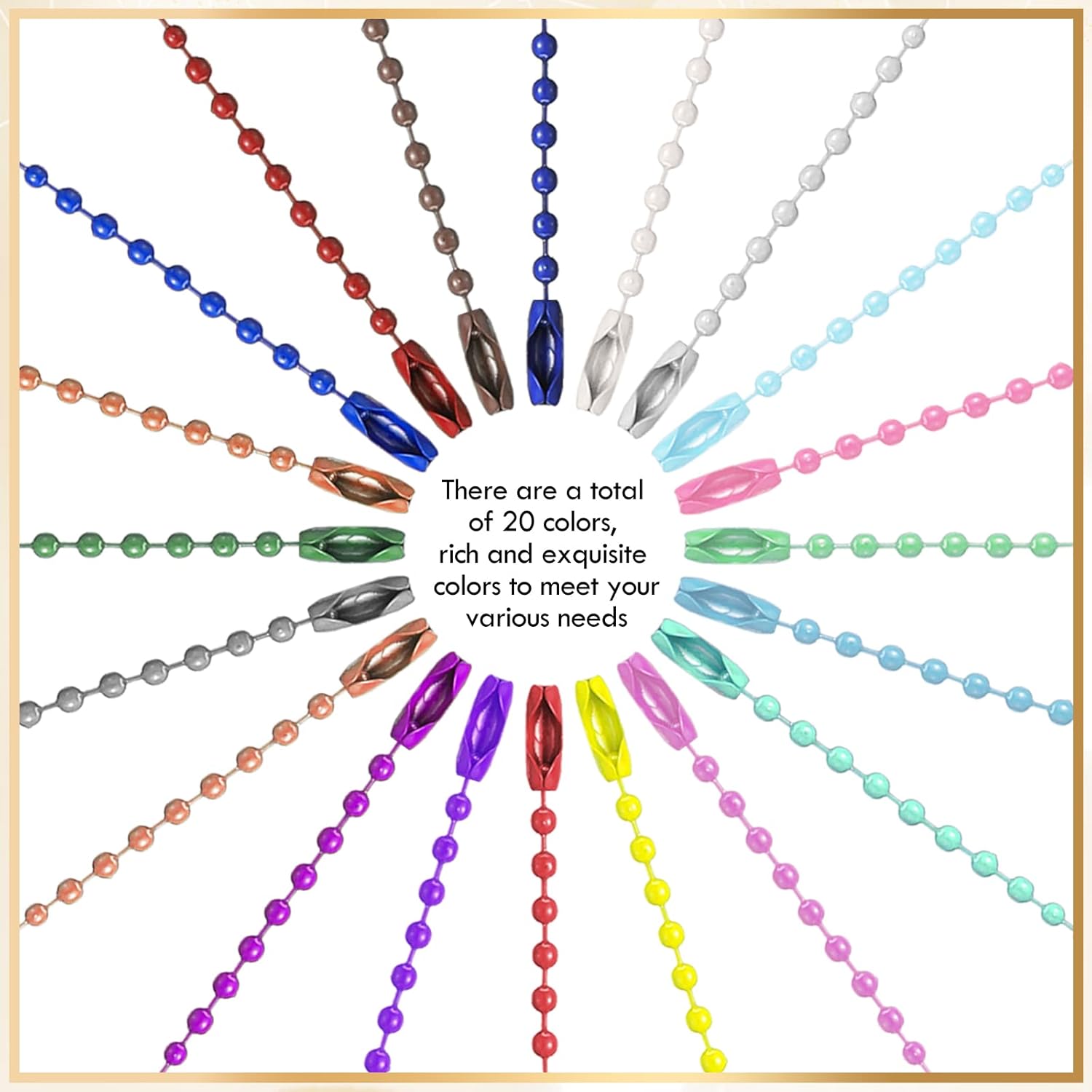 100 unidades de cadena de metal para perro, cadena de eslabones de cuentas a granel, cadenas de collar con cuentas para hacer joyas, suministros de