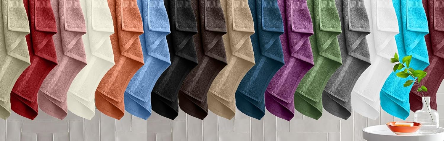 DAN RIVER Juego de 4 toallas de baño de algodón 100% lujoso, calidad premium, máxima comodidad y absorción para baño, hogar y spa (27 x 54