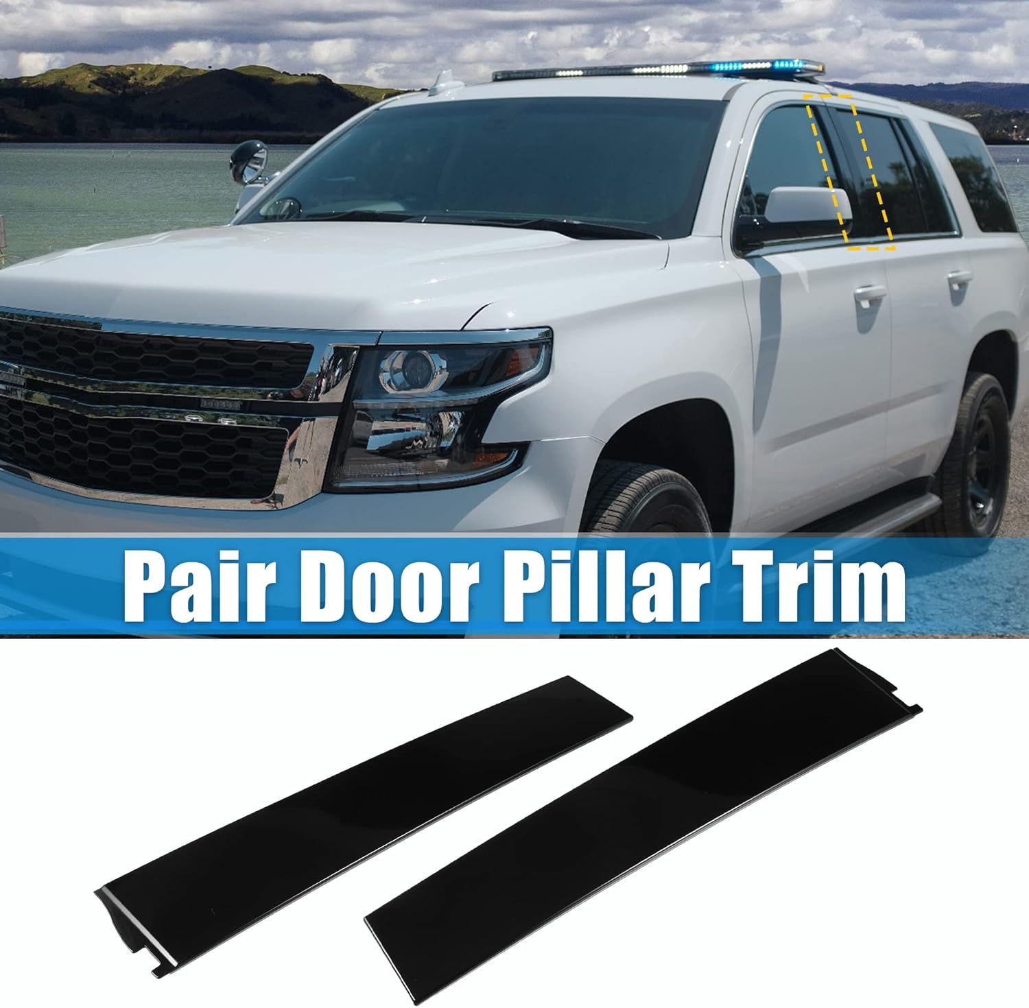 X AUTOHAUX Par de paneles de pilar B para puerta de pilar del conductor, lado exterior del parabrisas del pasajero para Cadillac Escalade ESV para