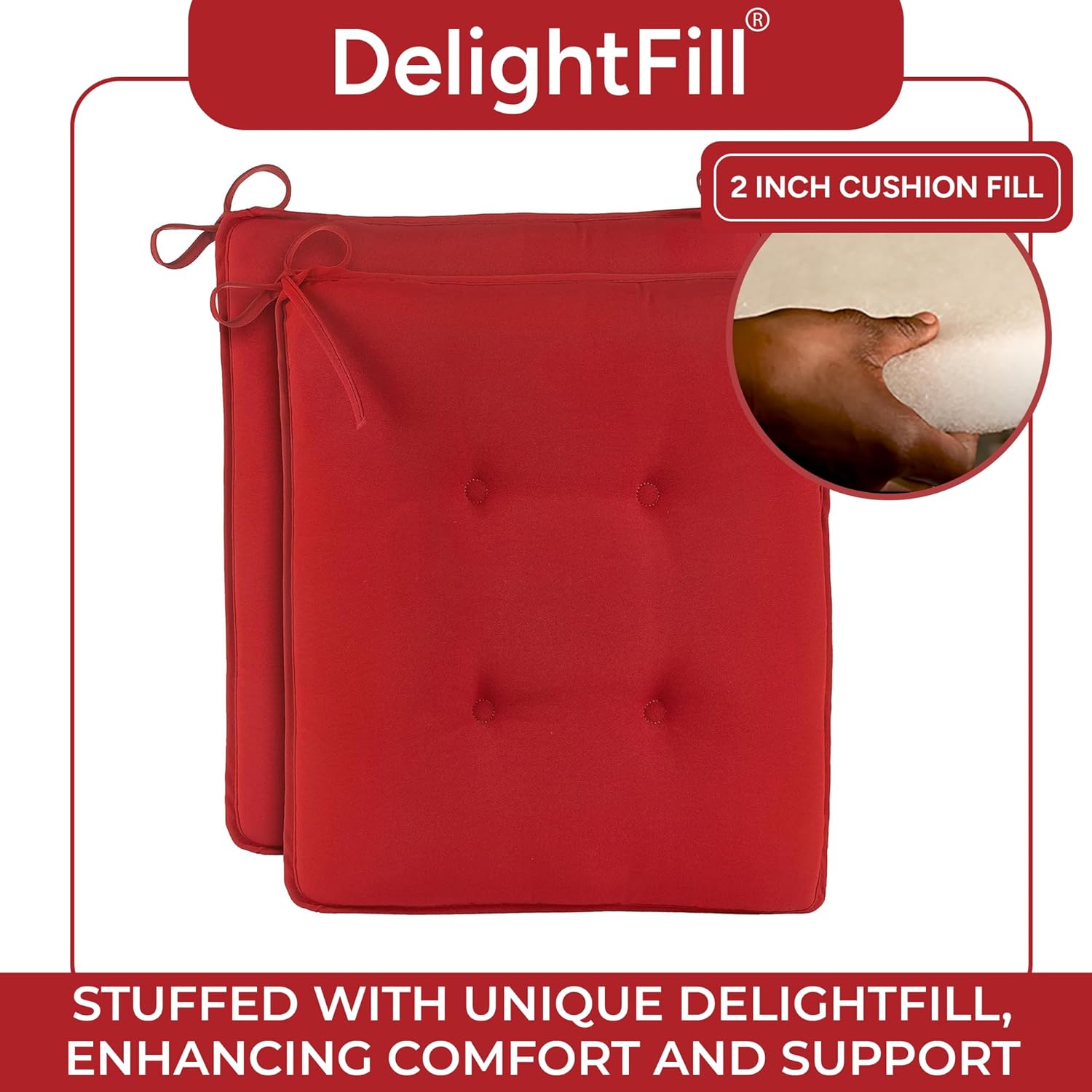 Klear Vu Juego de cojines para silla mecedora para porche, ensamblados en los Estados Unidos, elegantes almohadillas de asiento y respaldo con lazos