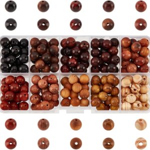 PH PandaHall 200 cuentas de madera natural de 10 colores de 0.315 pulgadas redondas sueltas a granel, cuentas de madera natural surtidas para hacer PH PandaHall 200 cuentas de madera natural de 10 colores de 0.315 pulgadas redondas sueltas a granel, cuentas de madera natural surtidas para hacer
