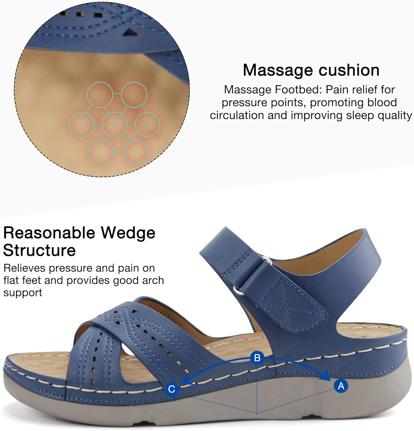 Ortho+rest Sandalias ortopédicas para mujer, con soporte de arco, cómodas sandalias ortopédicas para caminar