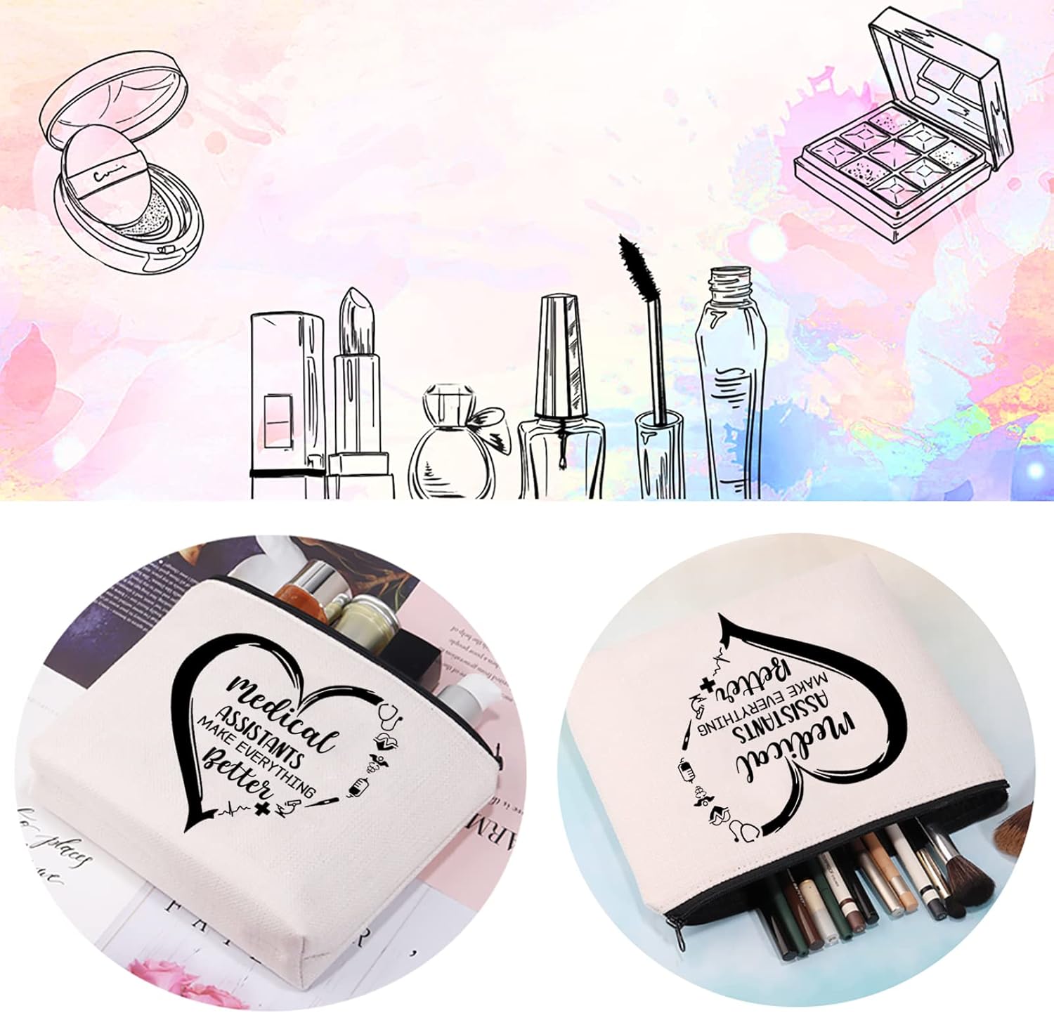 CMNIM Bolsa de maquillaje para asistente médico, bolsa de suministros de graduación para la escuela de enfermería, regalos para enfermeras, médicos,