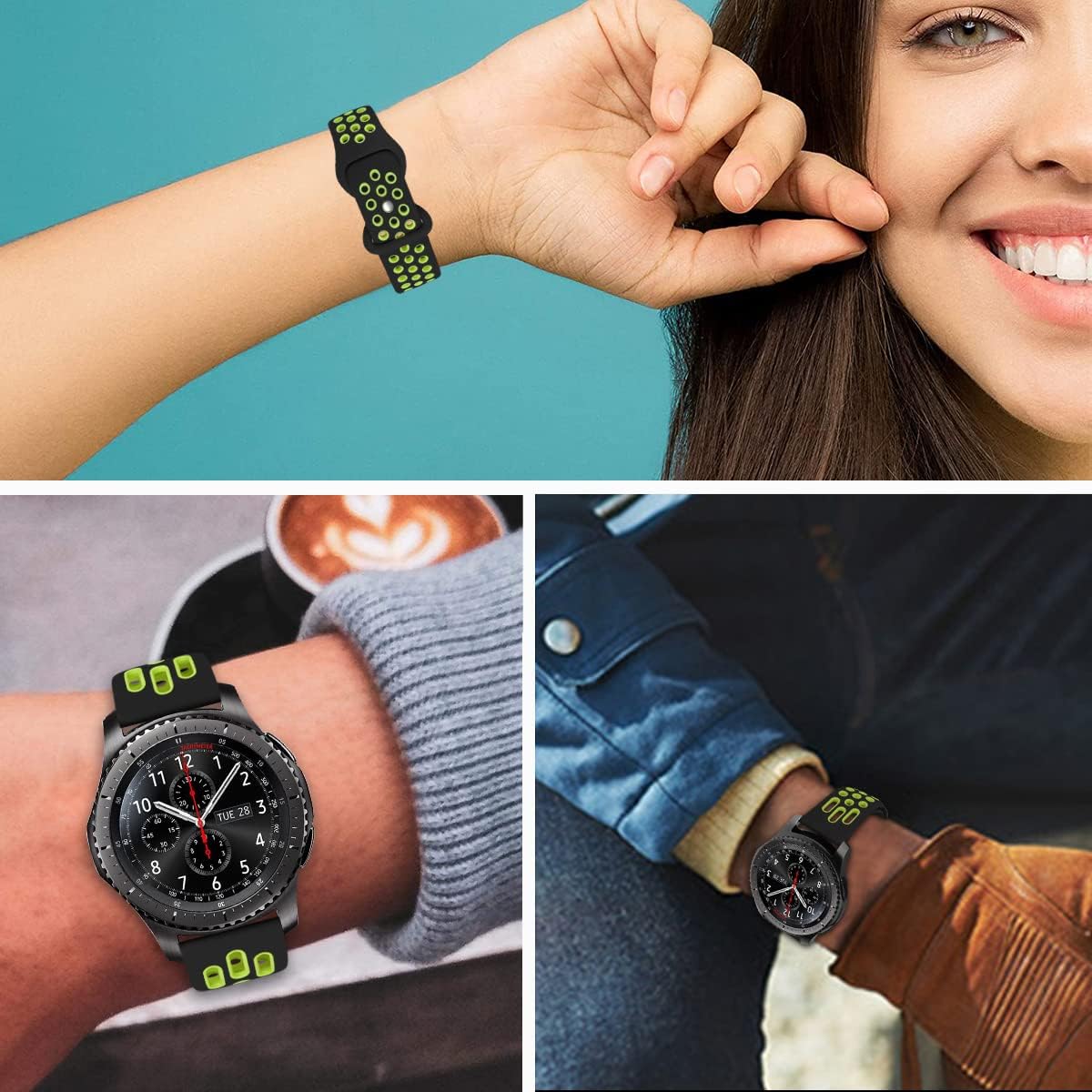 Correa de silicona suave para Samsung Galaxy Gear S3 Galaxy Watch de 0.866in, compatible con Samsung Galaxy Watch 3 de 1.772in, Gear S3 Frontier,