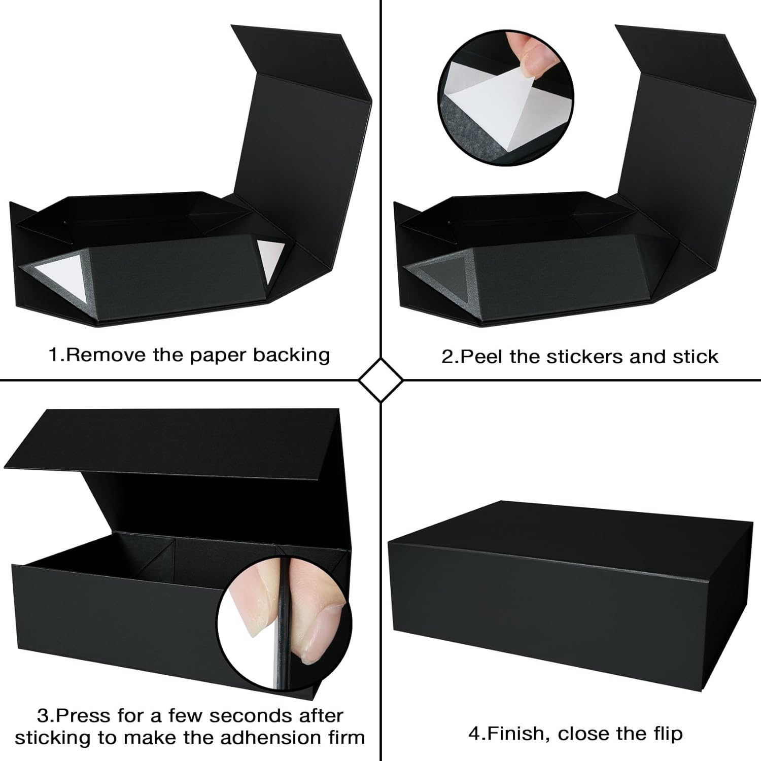 Aimyoo Caja de regalo plegable negra Galaxy con tapas de cierre magnético de 13.8 x 9 x 4.3 pulgadas, caja de propuesta de padrinos de boda, caja