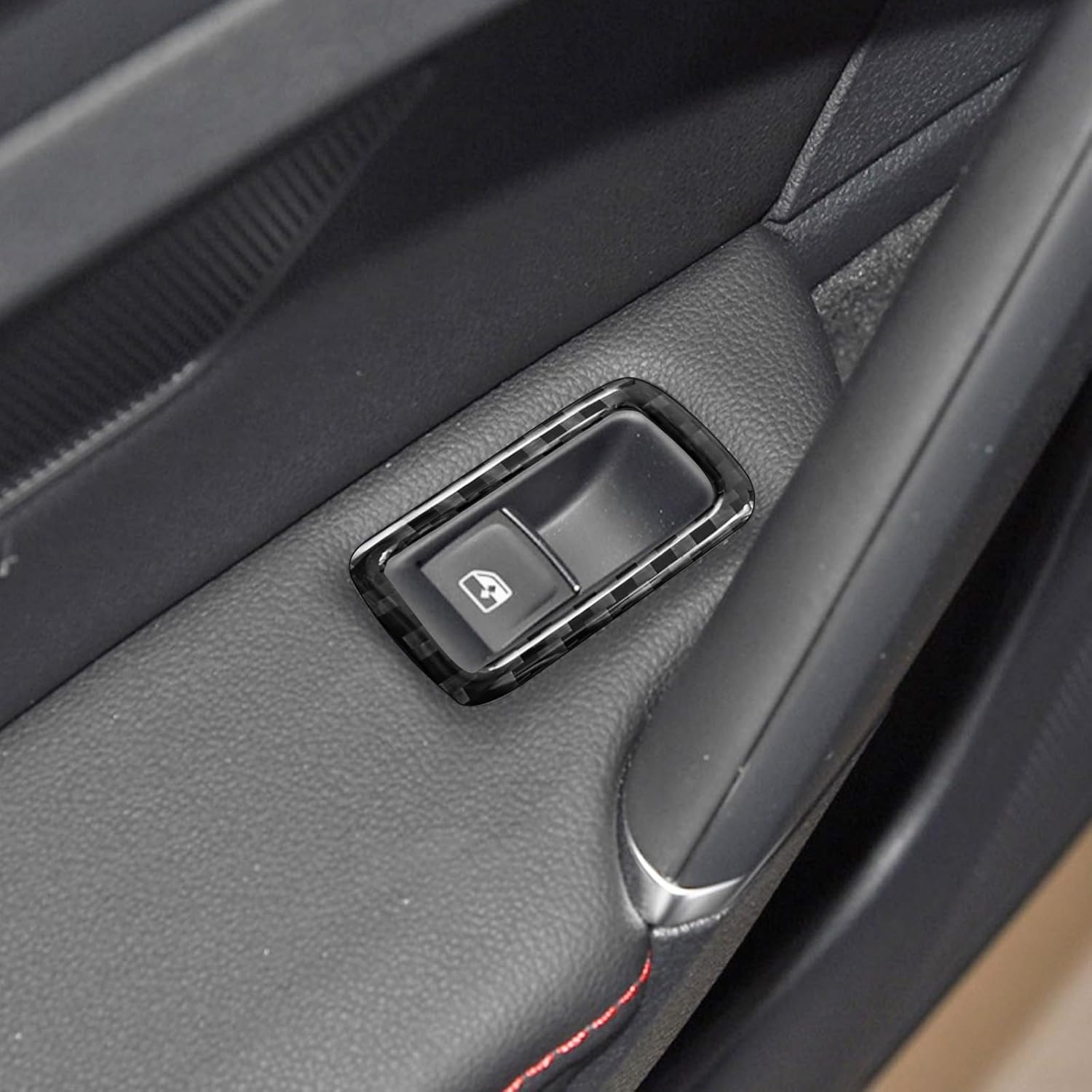 Compatible con interruptor de elevación de ventana de coche, adhesivo de control de botón de fibra de carbono, accesorios interiores para Volkswagen
