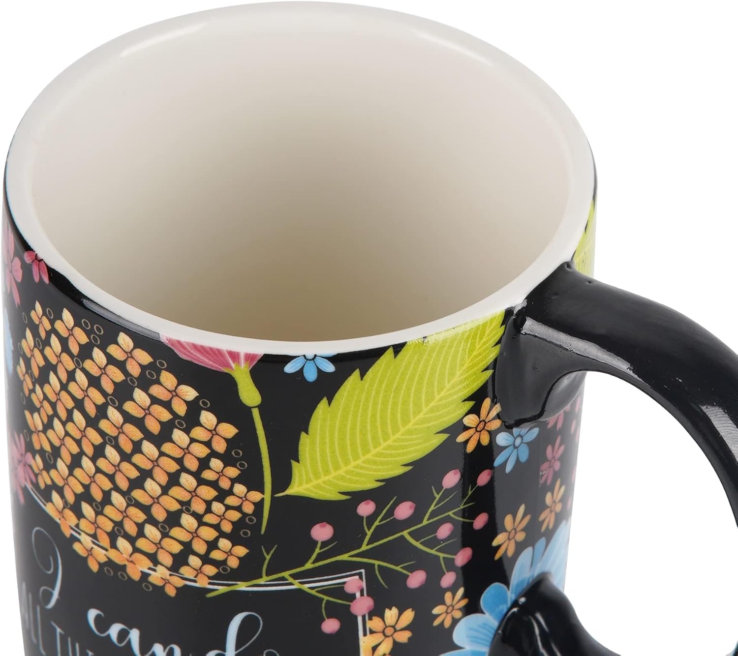 DUSVALLY Taza de cerámica para café, taza de café de viaje, taza de té con leche de porcelana con tapa y caja de color de 17 onzas. Taza alta
